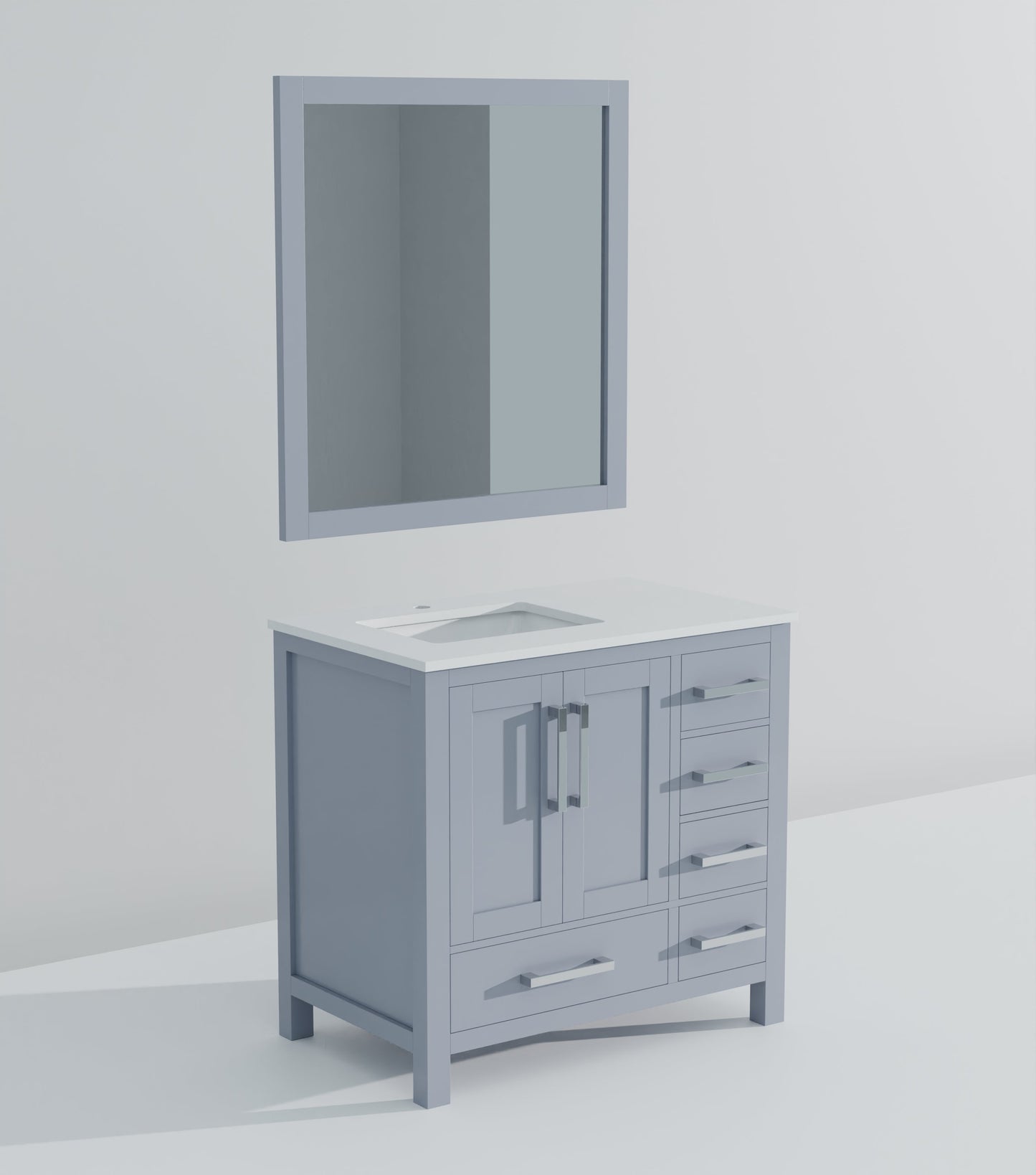 Lexora Jacques 36" Dark Grey Left-Offset Bathroom Vanity | Solid Wood