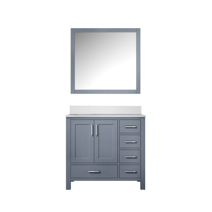 Lexora Jacques 36" Dark Grey Left-Offset Bathroom Vanity | Solid Wood