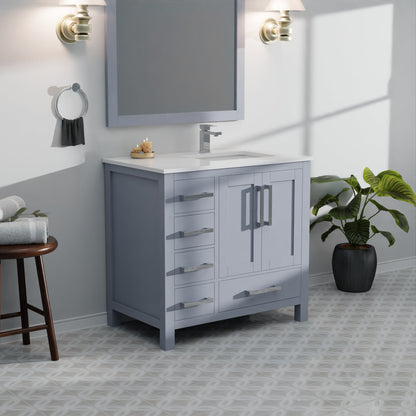 Jacques 36 in. W x 22 in. D Right Offset Dark Grey Bath Vanity