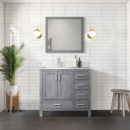 Lexora Jacques 36" Distressed Grey Left-Offset Bathroom Vanity