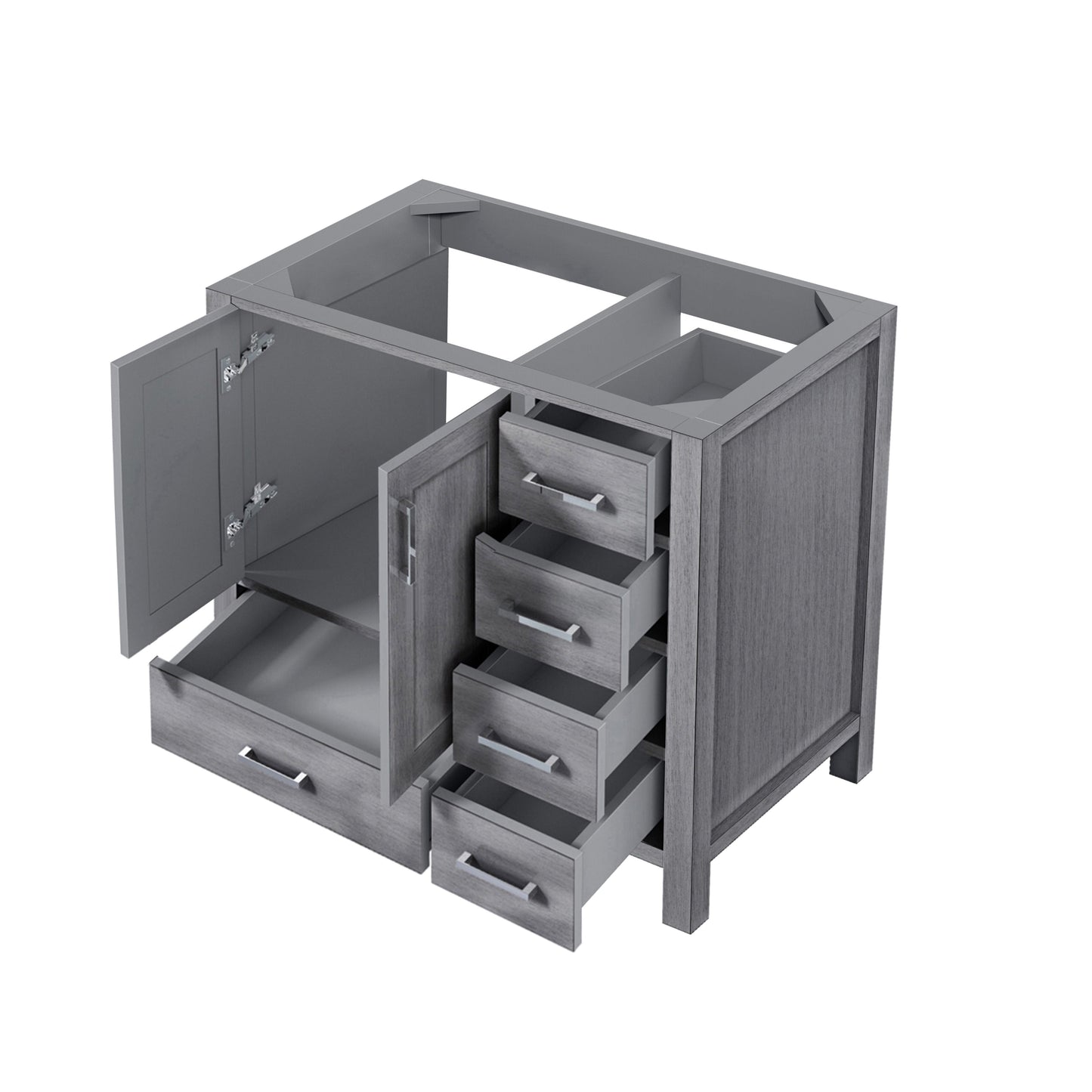Lexora Jacques 36" Distressed Grey Left-Offset Bathroom Vanity