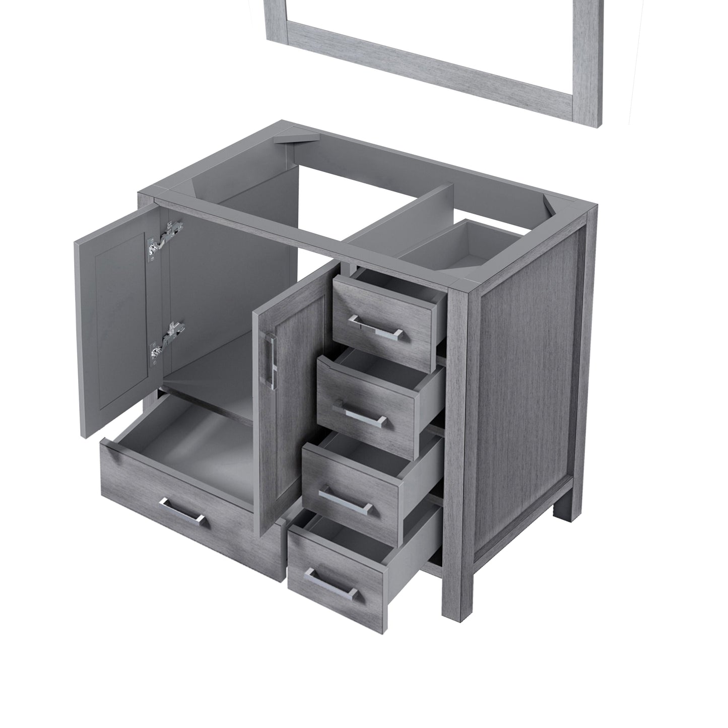 Lexora Jacques 36" Distressed Grey Left-Offset Bathroom Vanity