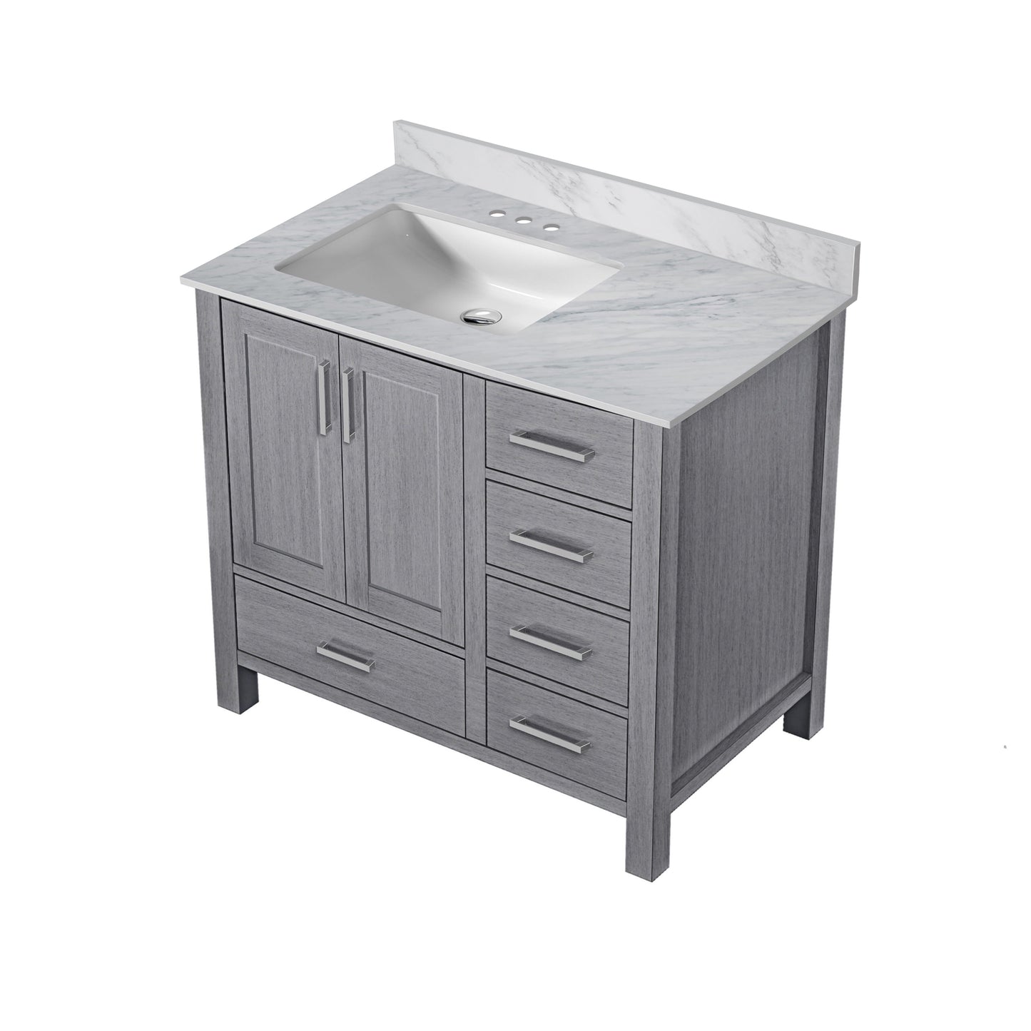 Lexora Jacques 36" Distressed Grey Left-Offset Bathroom Vanity