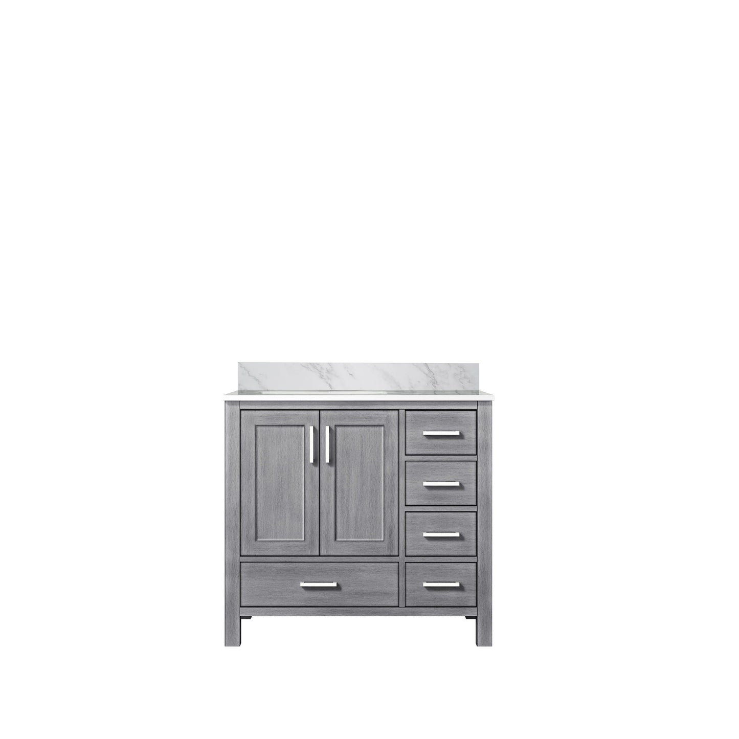 Lexora Jacques 36" Distressed Grey Left-Offset Bathroom Vanity
