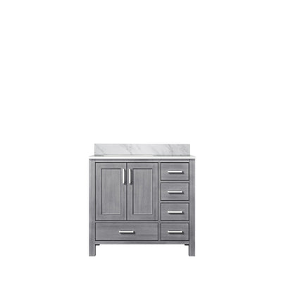 Lexora Jacques 36" Distressed Grey Left-Offset Bathroom Vanity