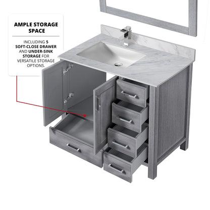 Lexora Jacques 36" Distressed Grey Left-Offset Bathroom Vanity