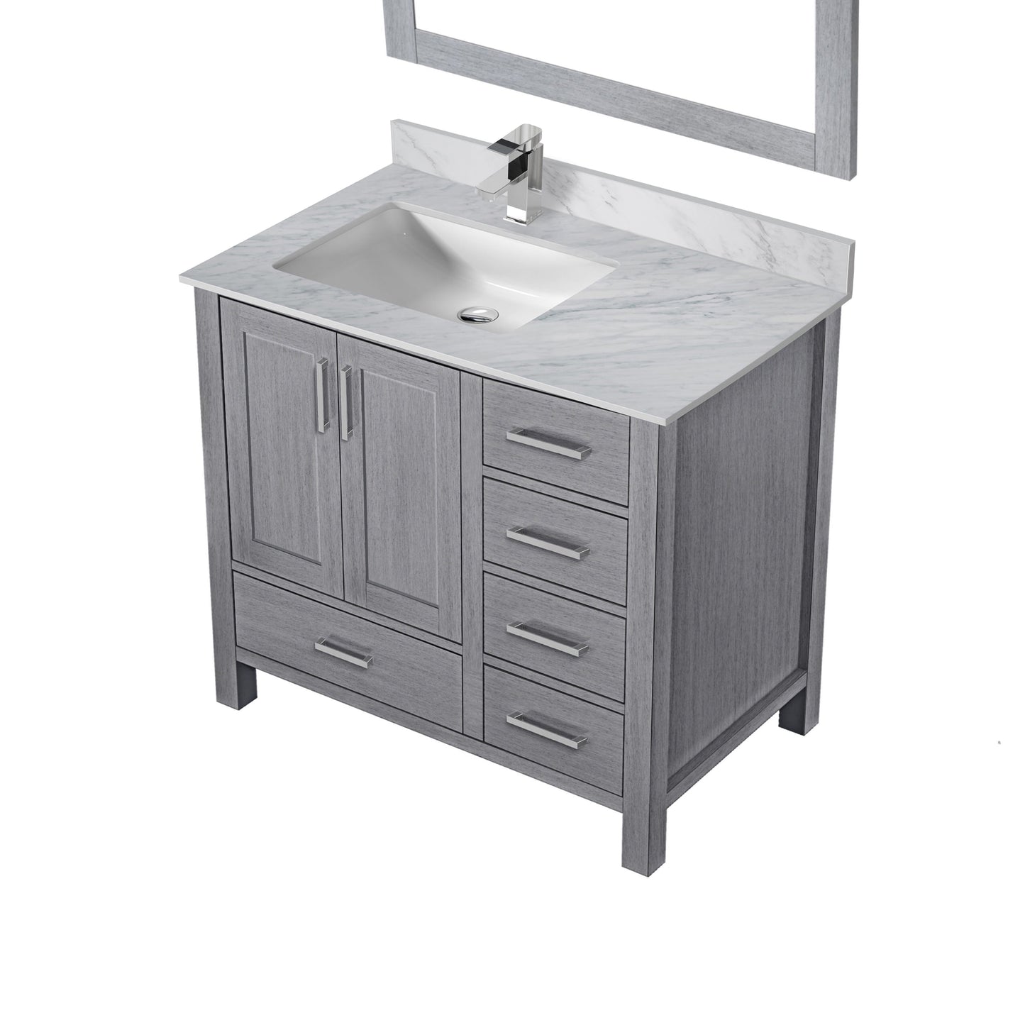 Lexora Jacques 36" Distressed Grey Left-Offset Bathroom Vanity
