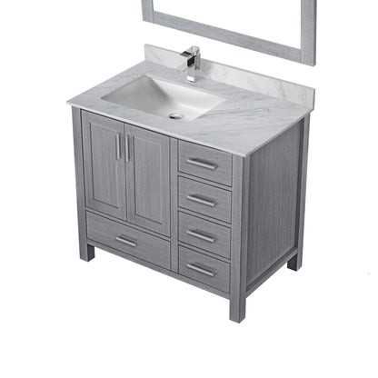 Lexora Jacques 36" Distressed Grey Left-Offset Bathroom Vanity