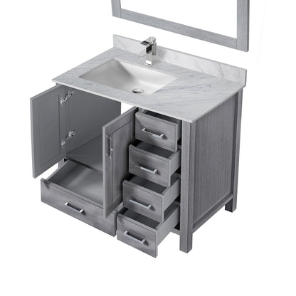 Lexora Jacques 36" Distressed Grey Left-Offset Bathroom Vanity