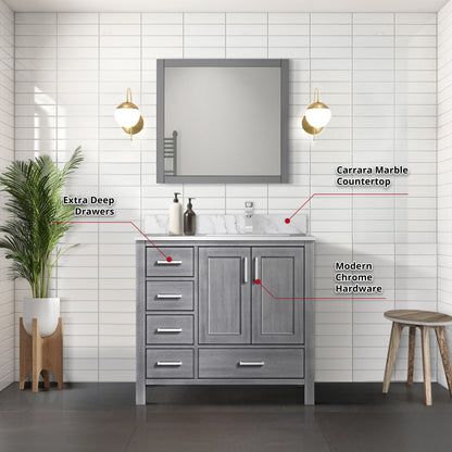 Jacques 36 in. W x 22 in. D Right Offset Distressed Grey Bath Vanity