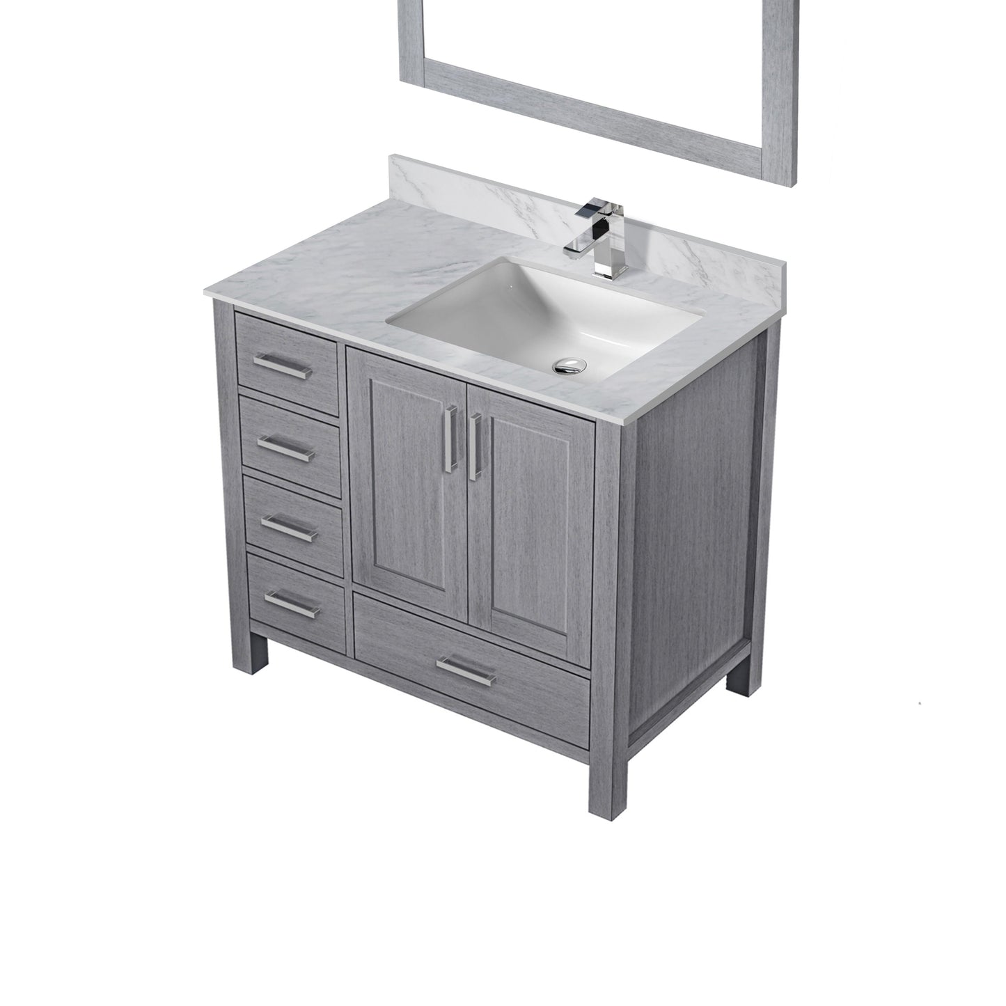 Jacques 36 in. W x 22 in. D Right Offset Distressed Grey Bath Vanity