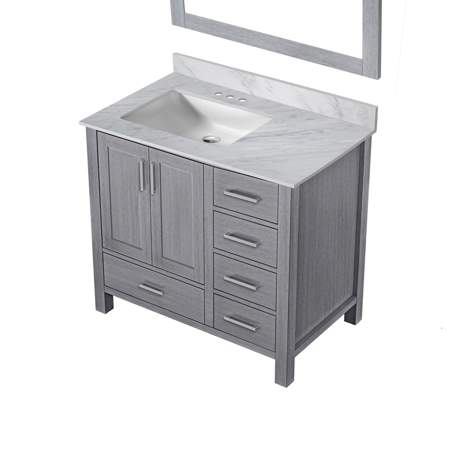Lexora Jacques 36" Distressed Grey Left-Offset Bathroom Vanity