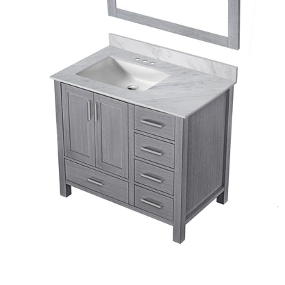 Lexora Jacques 36" Distressed Grey Left-Offset Bathroom Vanity