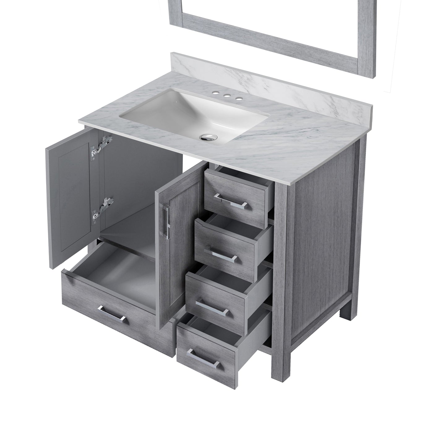 Lexora Jacques 36" Distressed Grey Left-Offset Bathroom Vanity