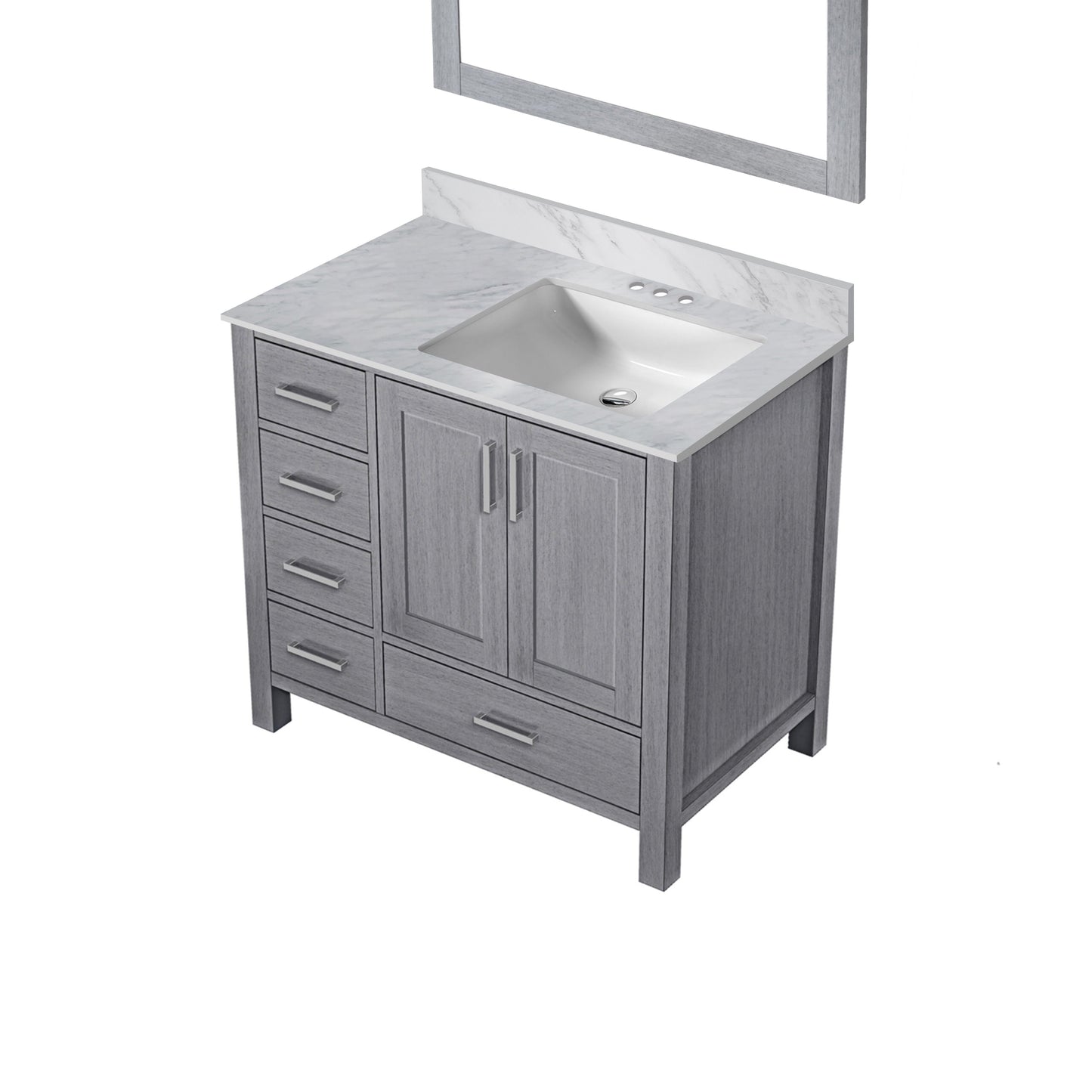 Jacques 36 in. W x 22 in. D Right Offset Distressed Grey Bath Vanity
