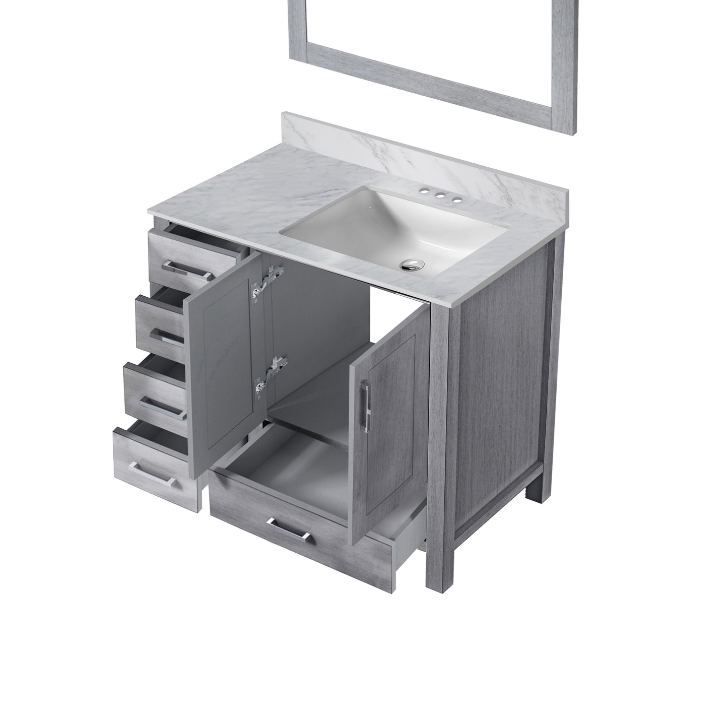 Jacques 36 in. W x 22 in. D Right Offset Distressed Grey Bath Vanity