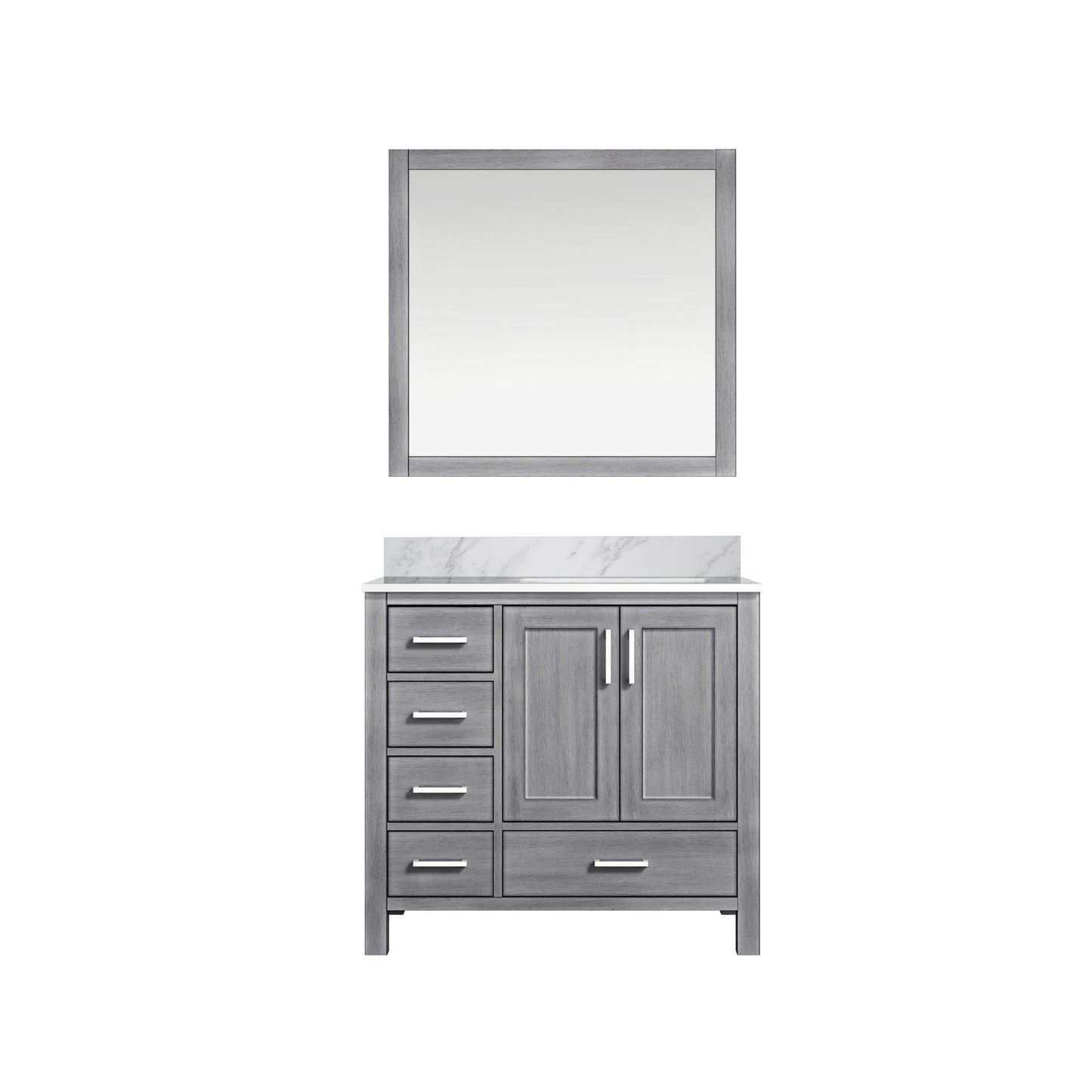 Jacques 36 in. W x 22 in. D Right Offset Distressed Grey Bath Vanity