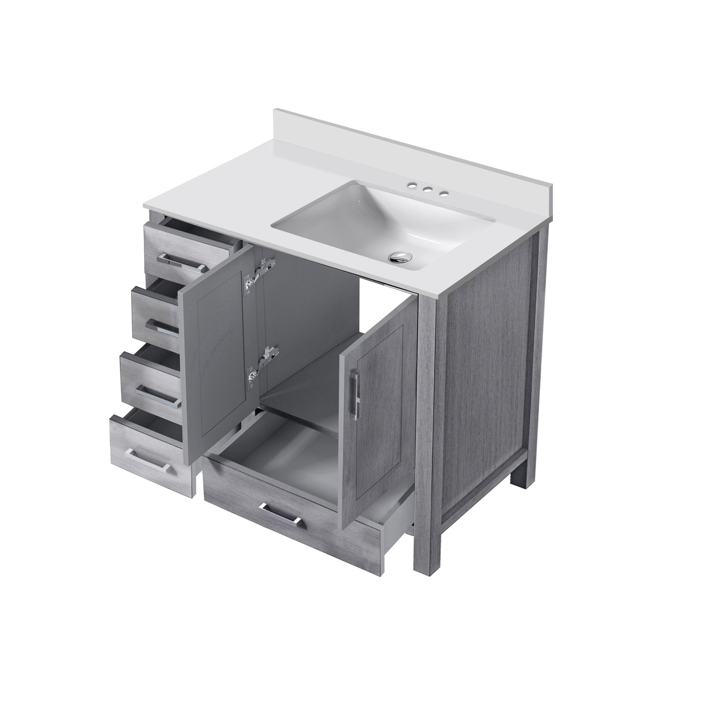 Jacques 36 in. W x 22 in. D Right Offset Distressed Grey Bath Vanity