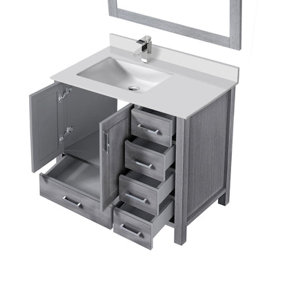 Lexora Jacques 36" Distressed Grey Left-Offset Bathroom Vanity