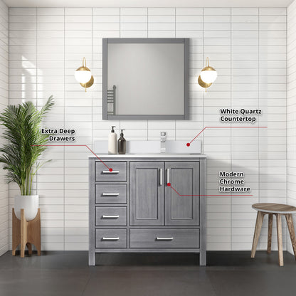 Jacques 36 in. W x 22 in. D Right Offset Distressed Grey Bath Vanity