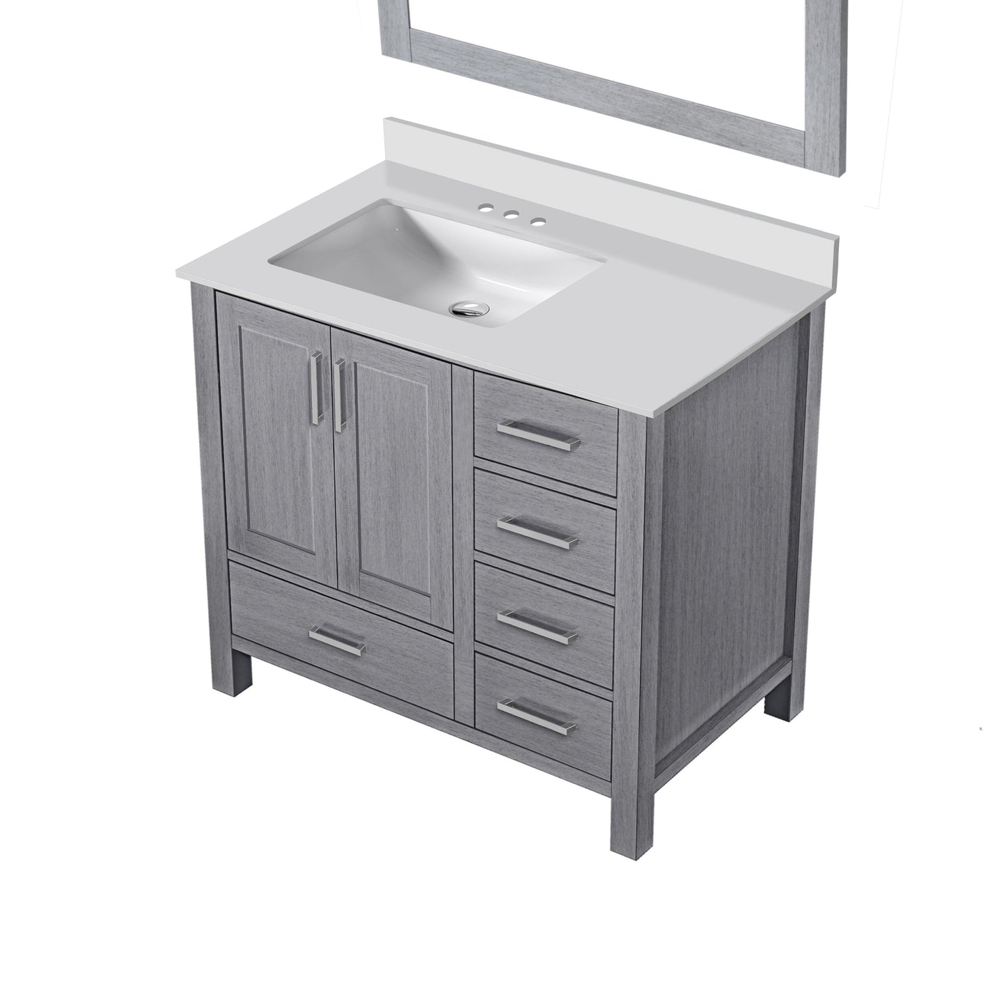 Lexora Jacques 36" Distressed Grey Left-Offset Bathroom Vanity