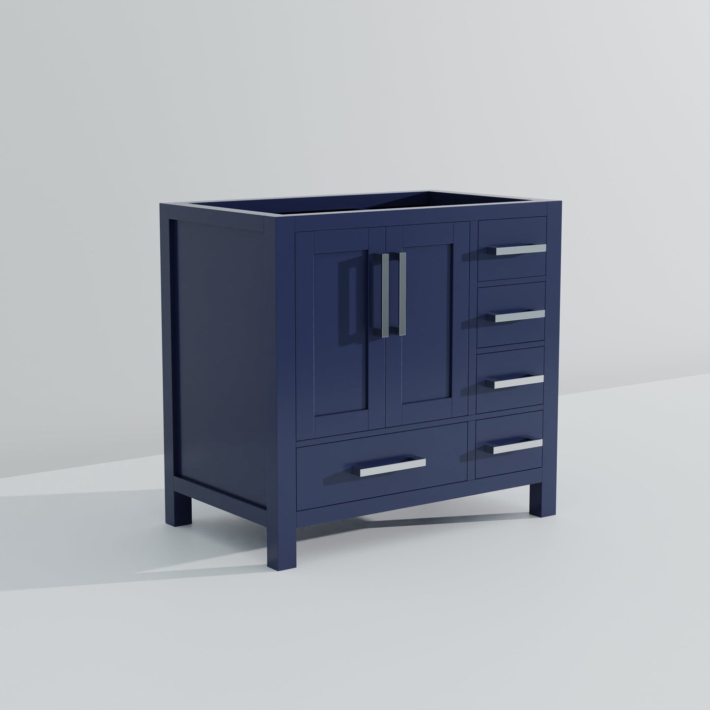 Lexora Jacques 36" Navy Blue Left-Offset Bathroom Vanity