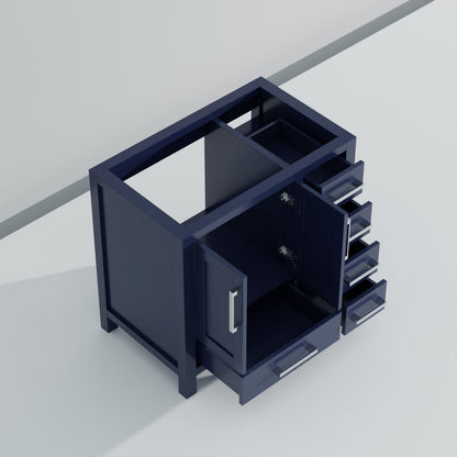 Lexora Jacques 36" Navy Blue Left-Offset Bathroom Vanity