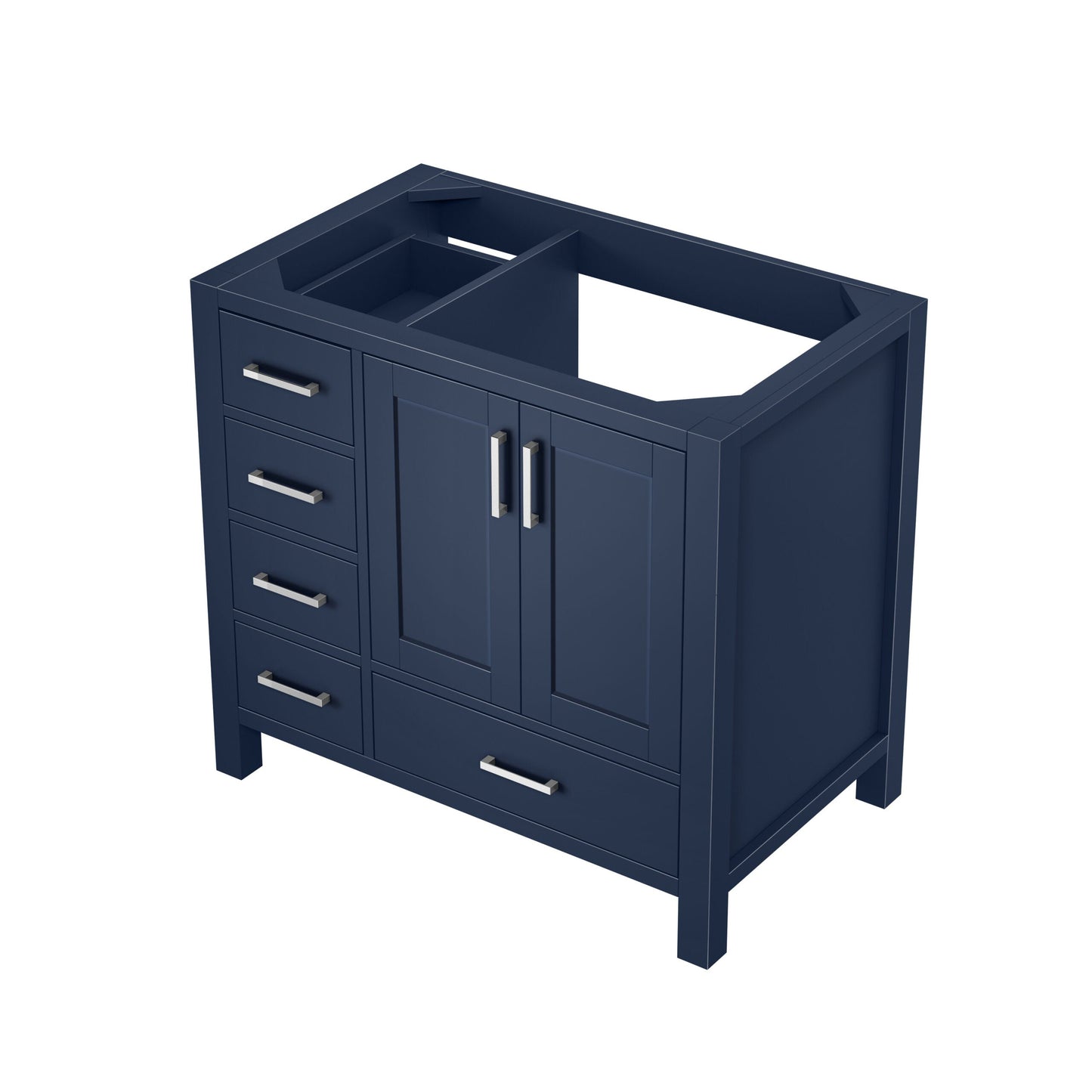 Lexora Jacques 36" Navy Blue Left-Offset Bathroom Vanity