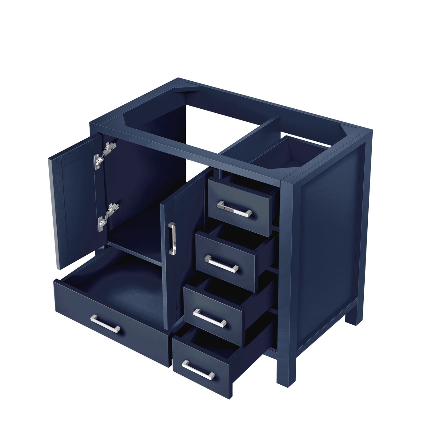 Lexora Jacques 36" Navy Blue Left-Offset Bathroom Vanity