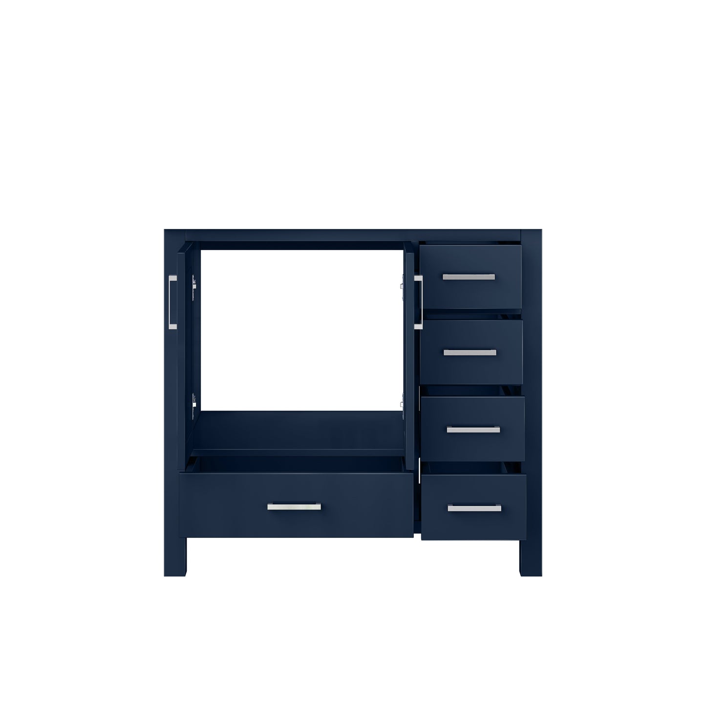 Lexora Jacques 36" Navy Blue Left-Offset Bathroom Vanity
