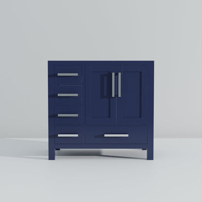 Jacques 36 in. W x 22 in. D Right Offset Navy Blue Bath Vanity