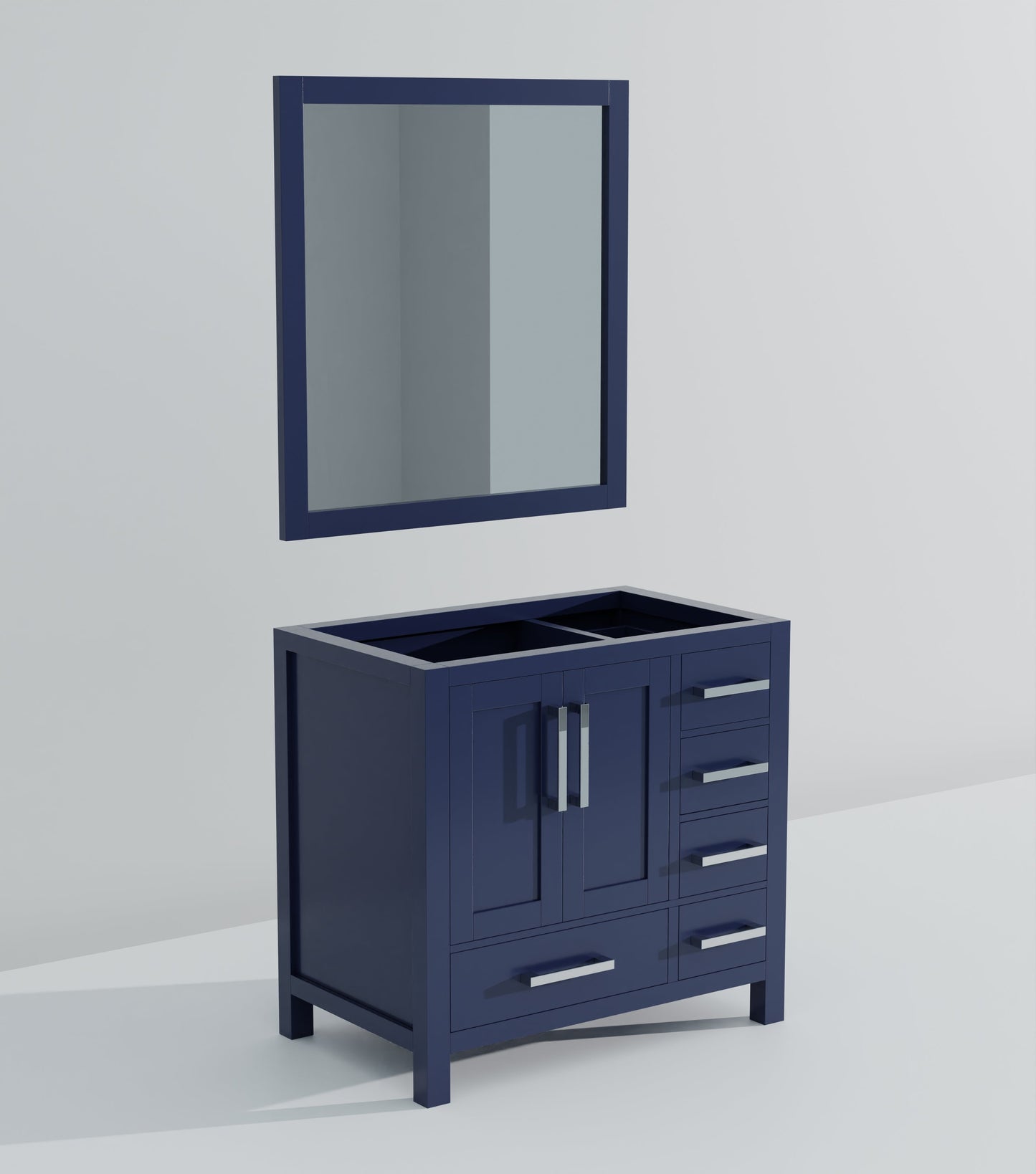 Lexora Jacques 36" Navy Blue Left-Offset Bathroom Vanity