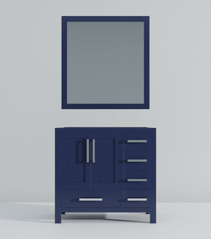 Lexora Jacques 36" Navy Blue Left-Offset Bathroom Vanity