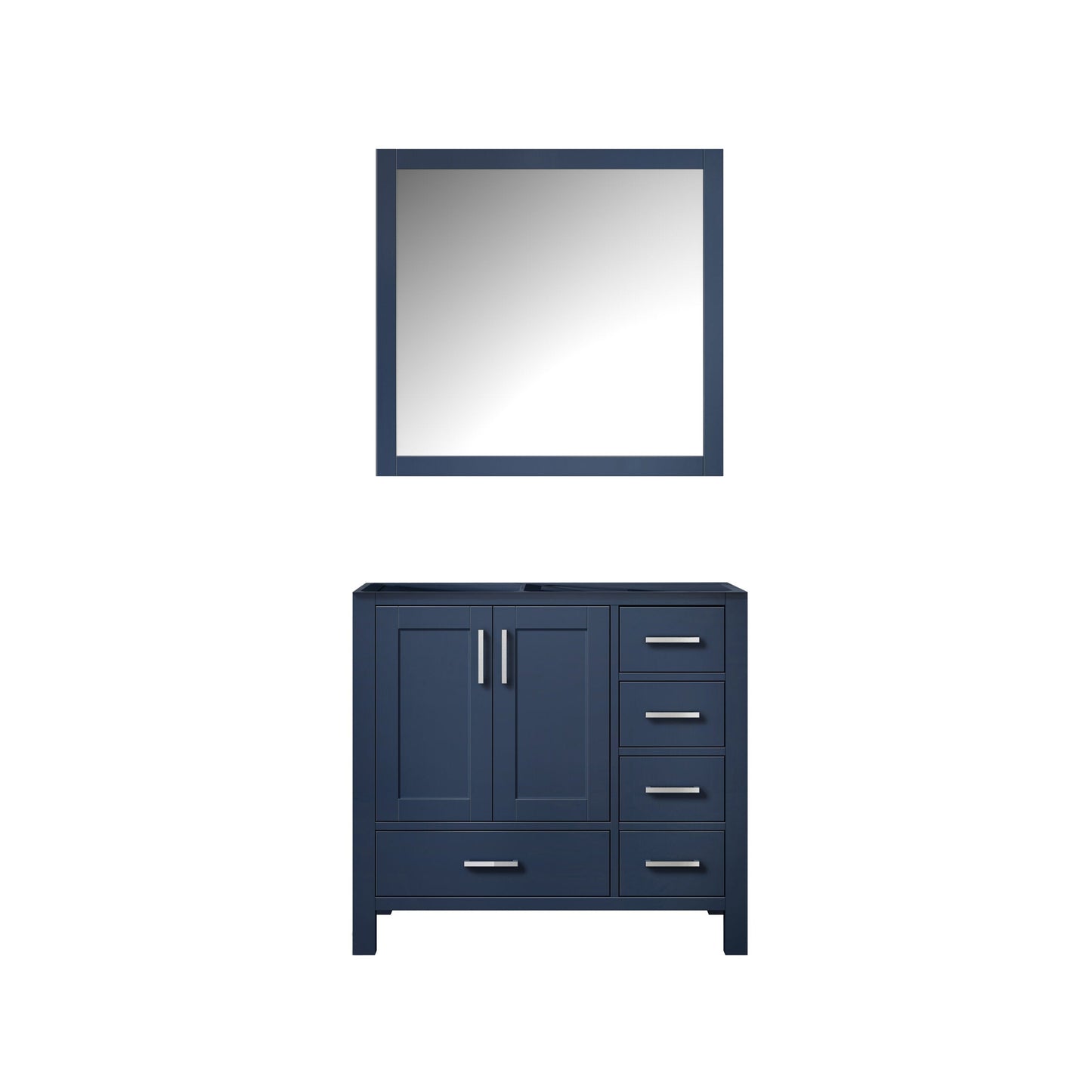 Lexora Jacques 36" Navy Blue Left-Offset Bathroom Vanity