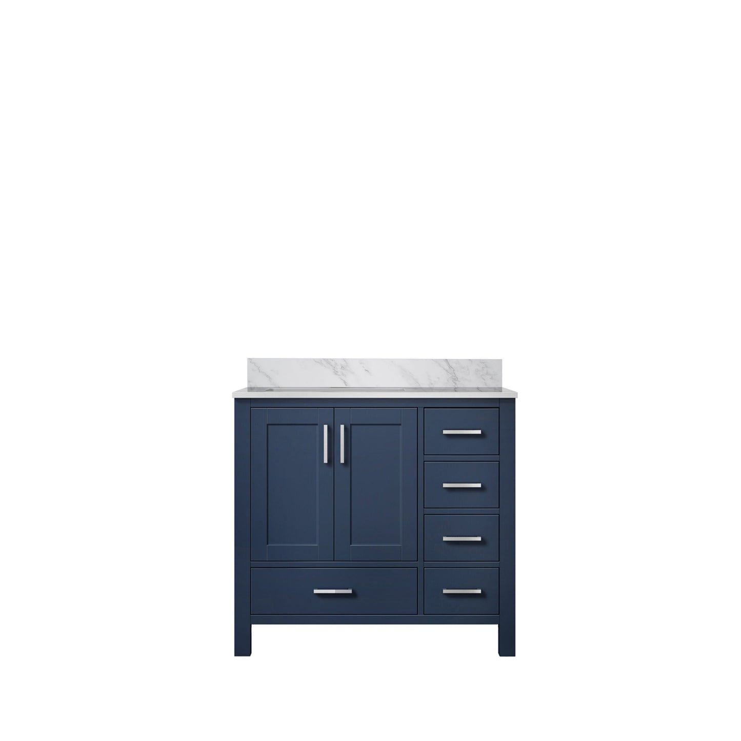 Lexora Jacques 36" Navy Blue Left-Offset Bathroom Vanity