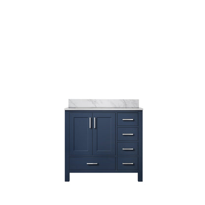 Lexora Jacques 36" Navy Blue Left-Offset Bathroom Vanity