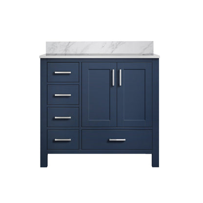 Jacques 36 in. W x 22 in. D Right Offset Navy Blue Bath Vanity