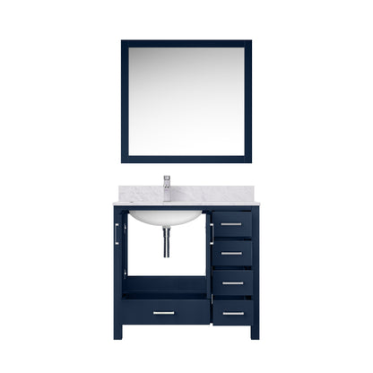 Lexora Jacques 36" Navy Blue Left-Offset Bathroom Vanity