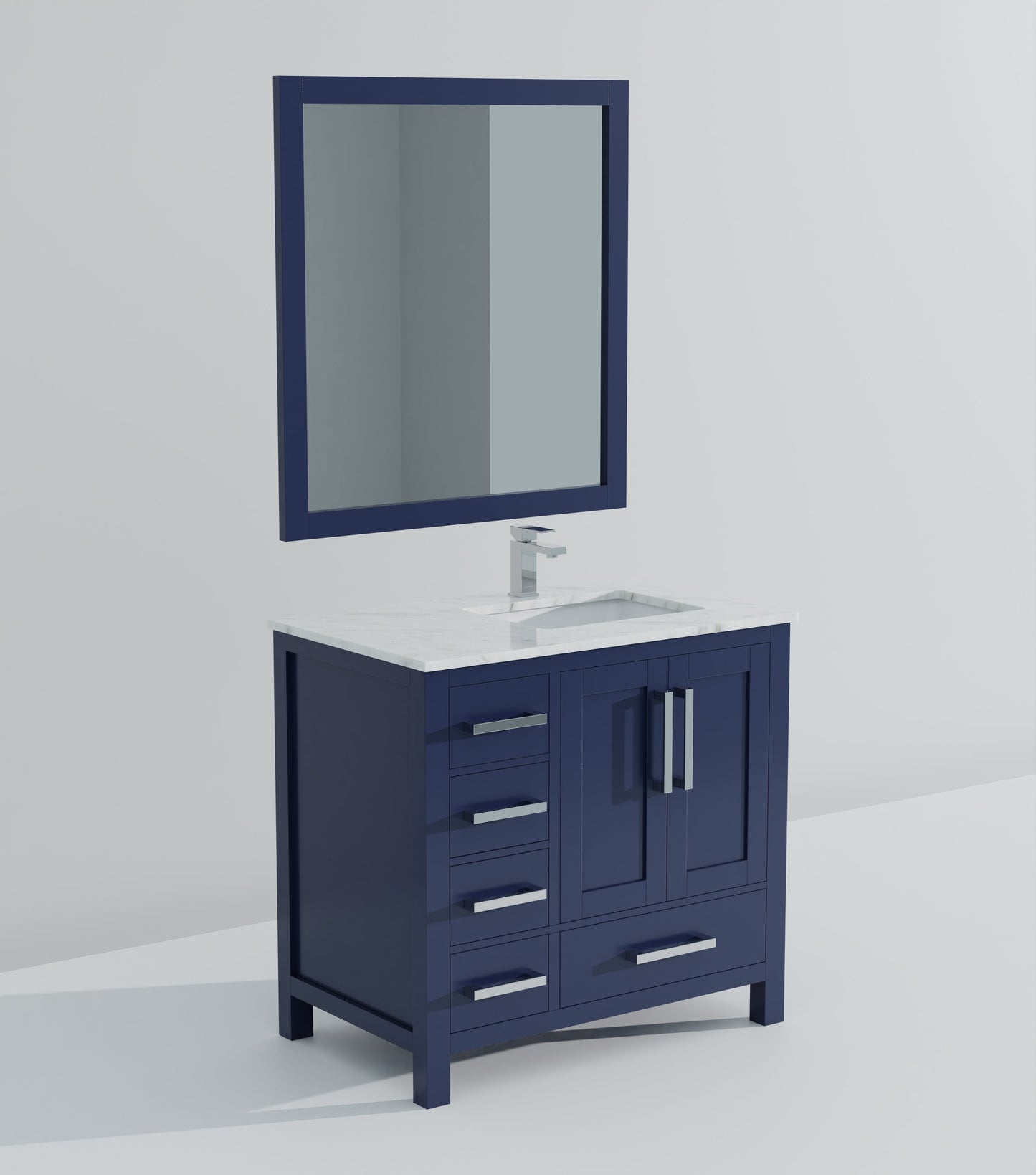 Jacques 36 in. W x 22 in. D Right Offset Navy Blue Bath Vanity