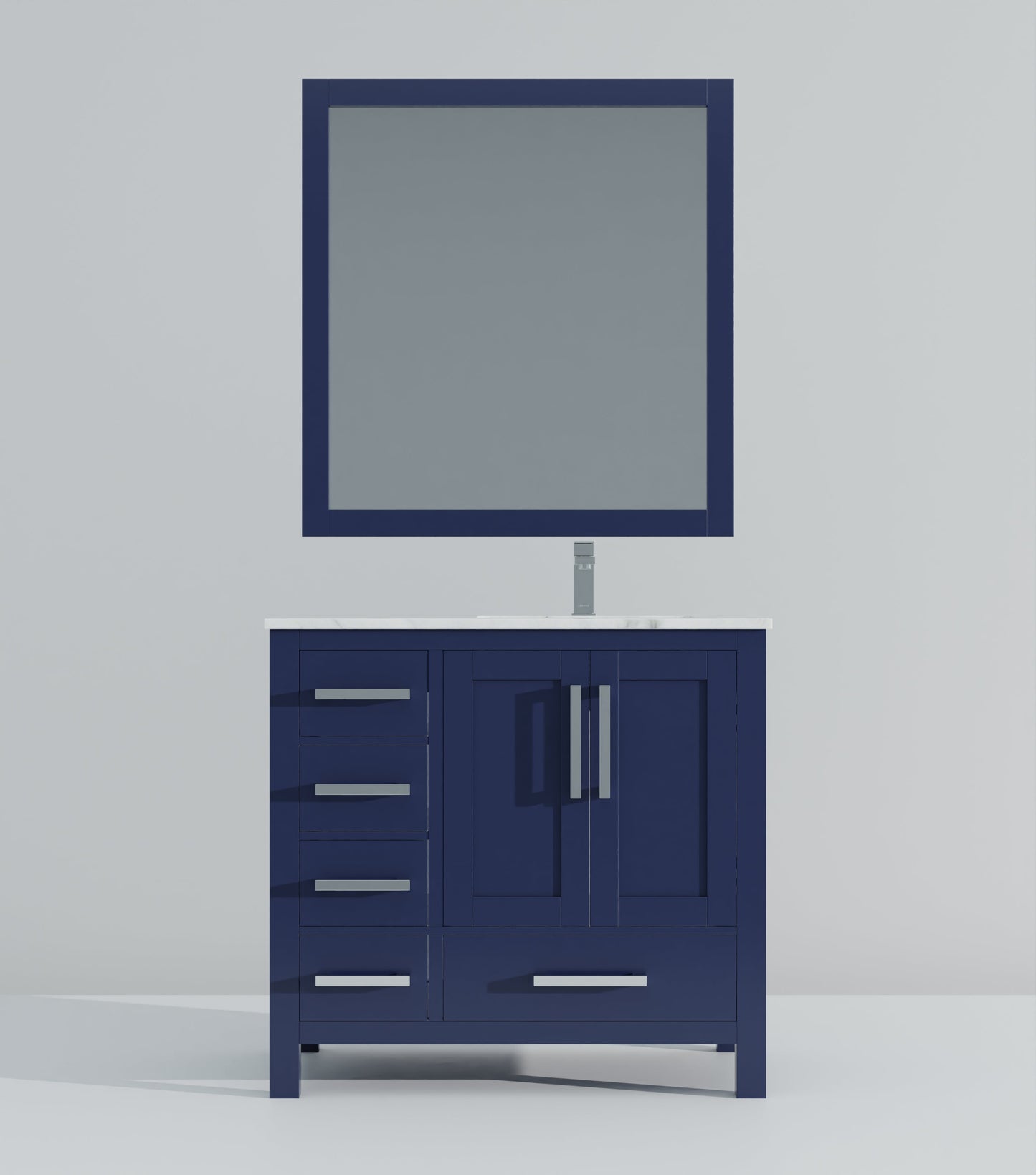 Jacques 36 in. W x 22 in. D Right Offset Navy Blue Bath Vanity