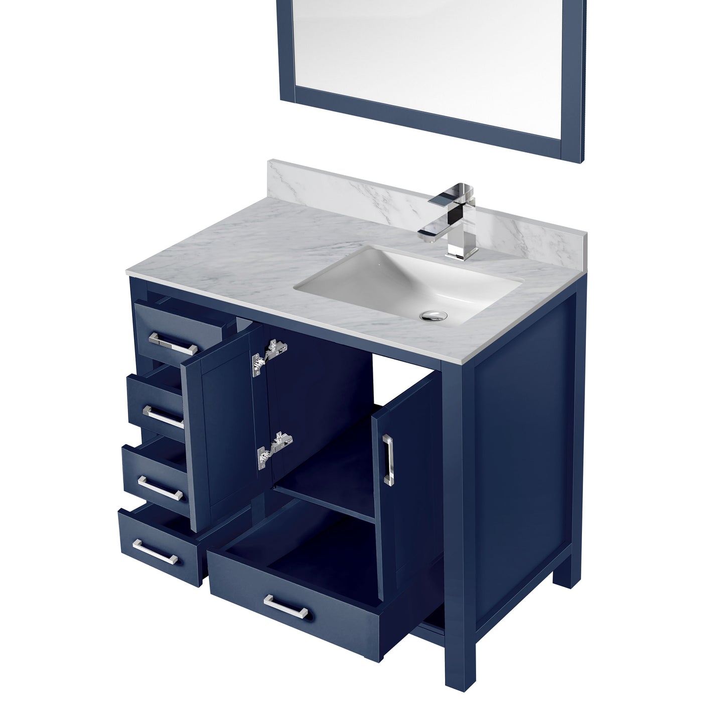 Jacques 36 in. W x 22 in. D Right Offset Navy Blue Bath Vanity