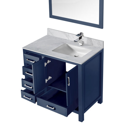 Jacques 36 in. W x 22 in. D Right Offset Navy Blue Bath Vanity