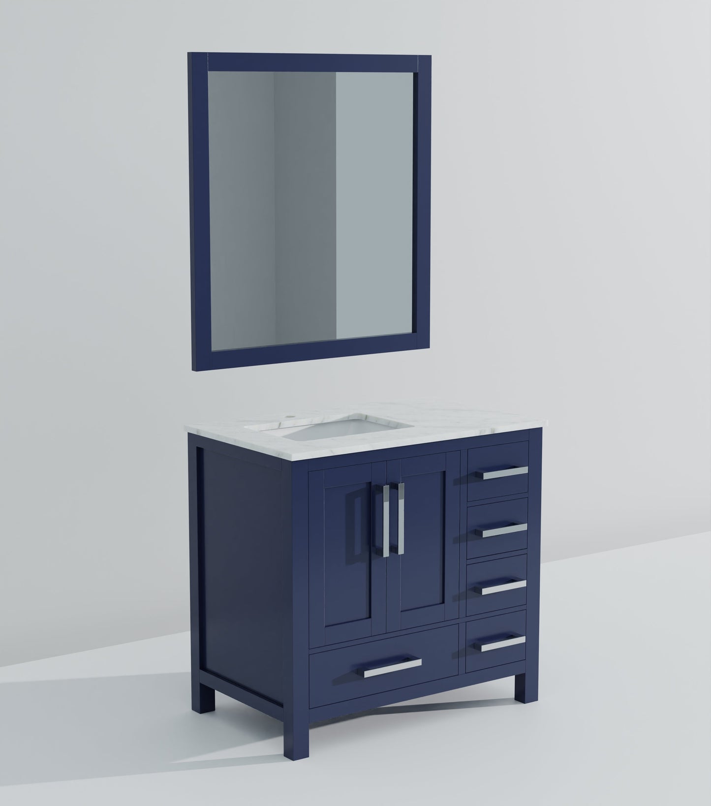Lexora Jacques 36" Navy Blue Left-Offset Bathroom Vanity