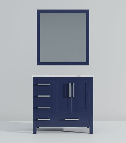 Jacques 36 in. W x 22 in. D Right Offset Navy Blue Bath Vanity