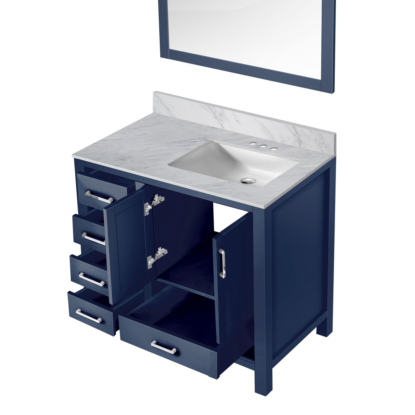 Jacques 36 in. W x 22 in. D Right Offset Navy Blue Bath Vanity