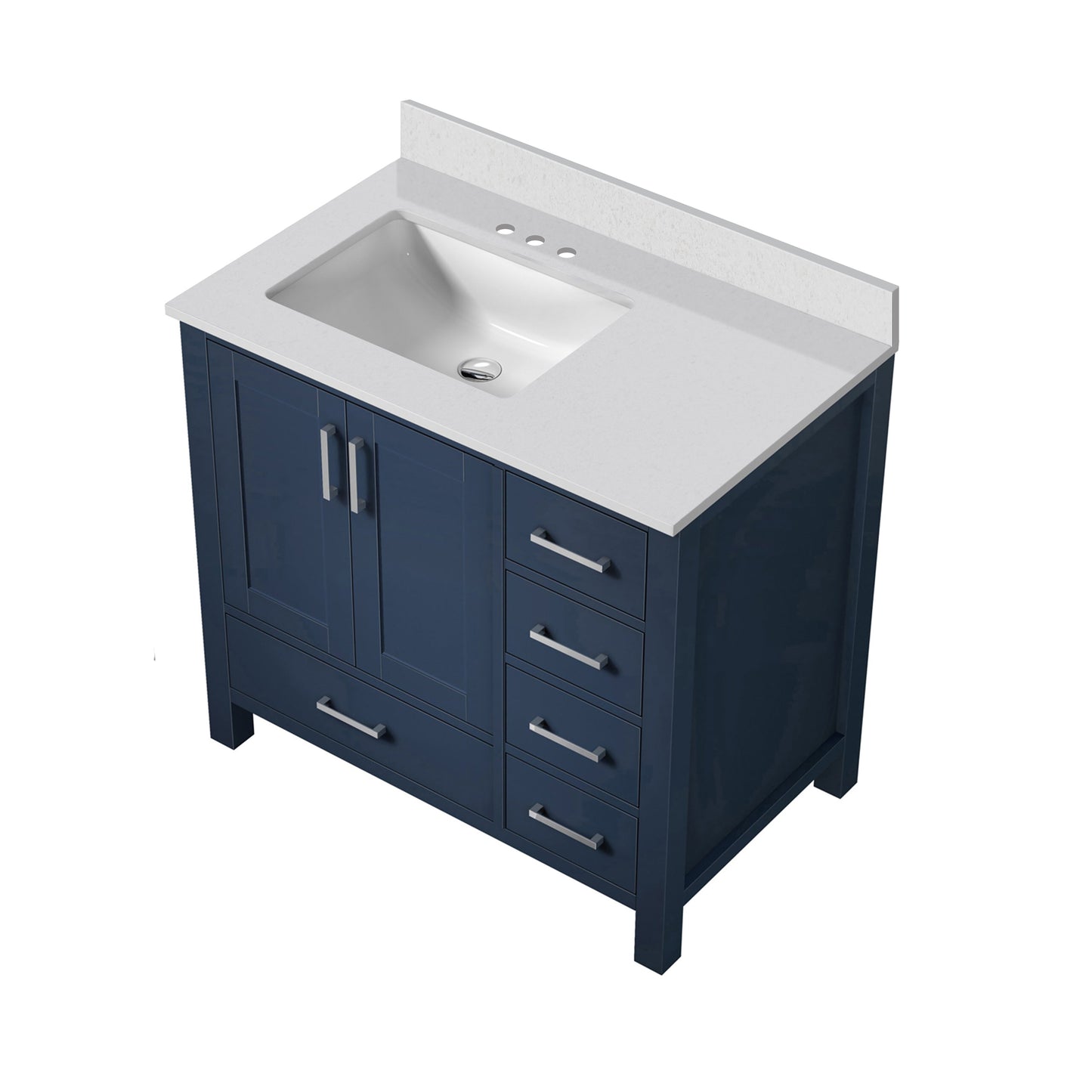 Lexora Jacques 36" Navy Blue Left-Offset Bathroom Vanity