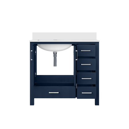 Lexora Jacques 36" Navy Blue Left-Offset Bathroom Vanity