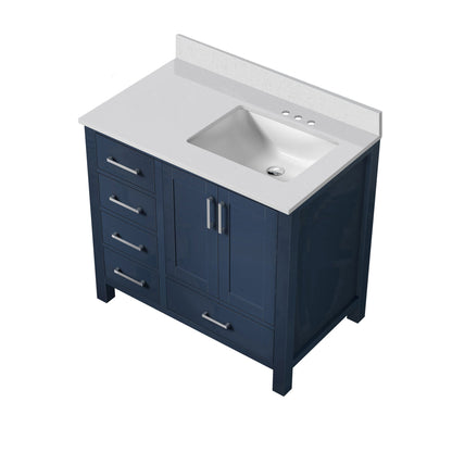 Jacques 36 in. W x 22 in. D Right Offset Navy Blue Bath Vanity
