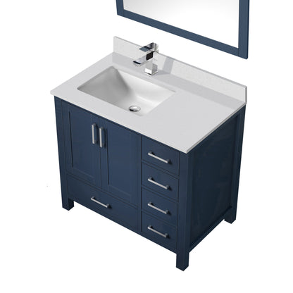 Lexora Jacques 36" Navy Blue Left-Offset Bathroom Vanity