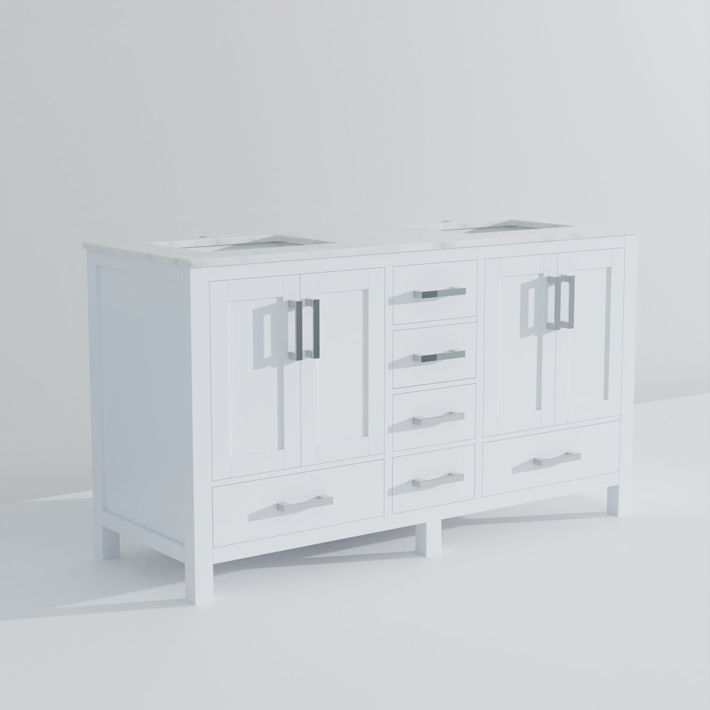 Jacques 60 in. W x 22 in. D White Double Bath Vanity
